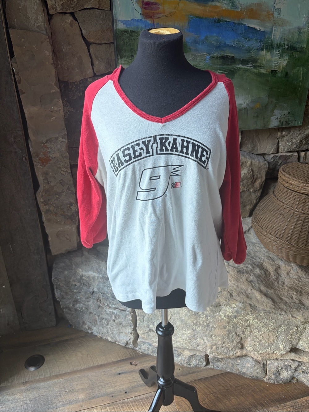 Vintage Y2K Kasey Kahne #9 NASCAR Hooded Raglan Tee Women’s 2X Chase Authentics